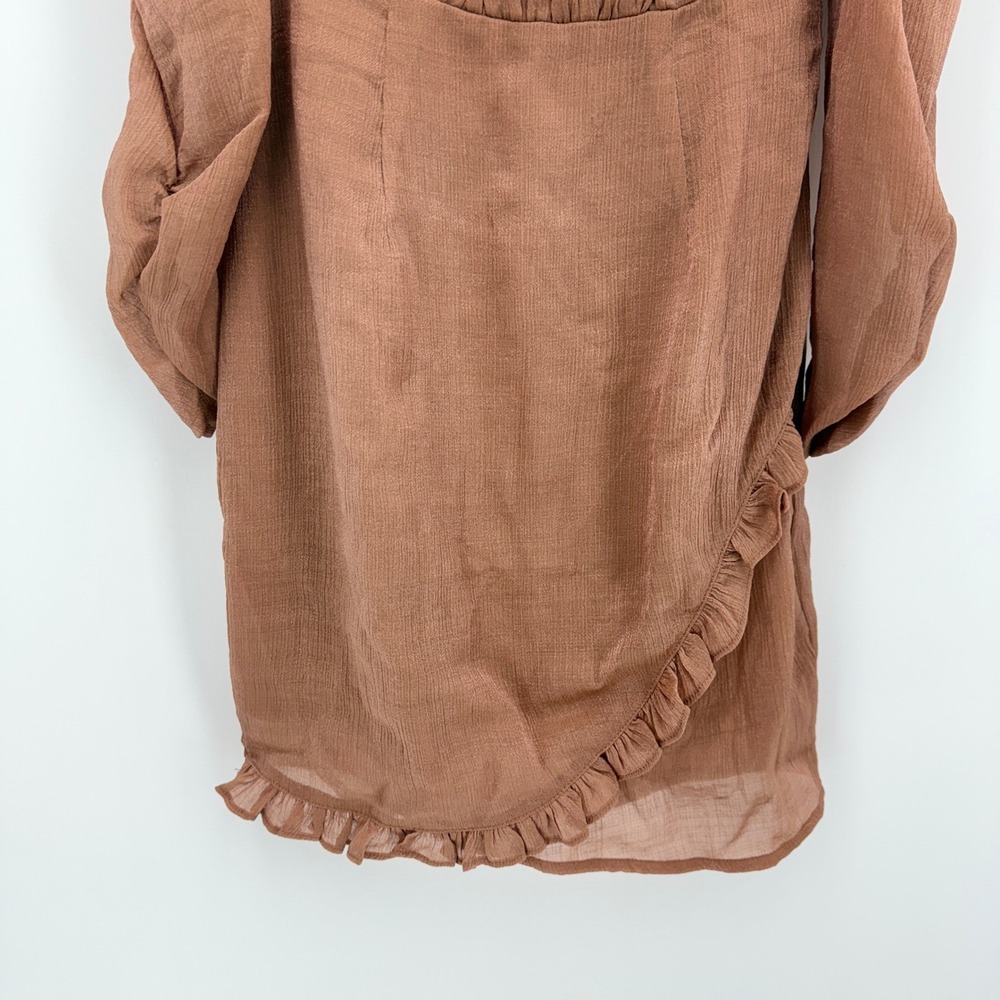 ASTR‎ Size S Mauve Puff Sleeve Square Neck Ruffle Mini Dress New With Tags - Picture 11 of 11